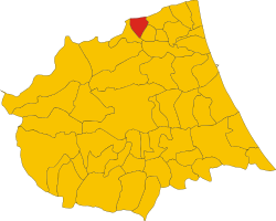 Map of comune of Ancarano (province of Teramo, region Abruzzo, Italy)